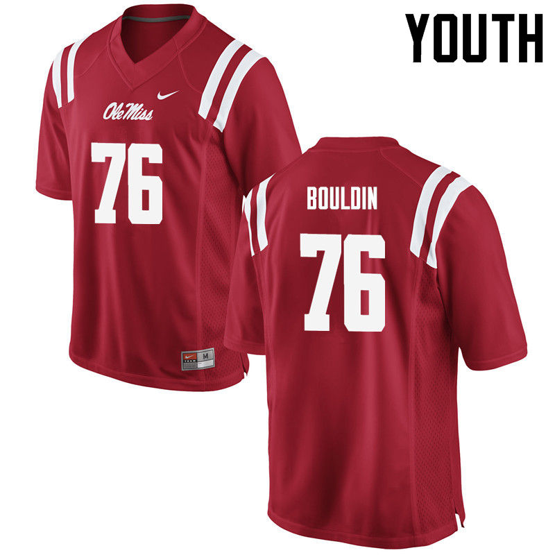 Daronte Bouldin Ole Miss Rebels NCAA Youth Red #76 Stitched Limited College Football Jersey PPZ8558ER
